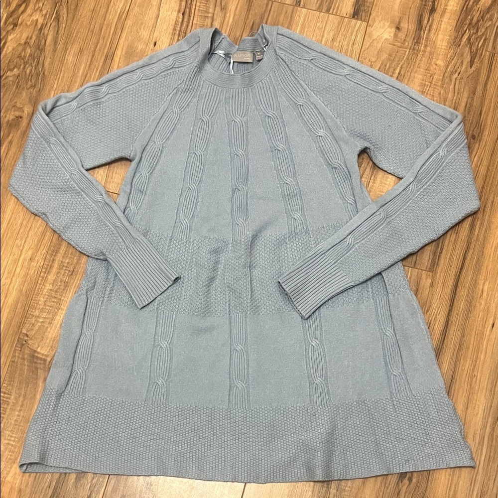 Evolution Women's Soft Blue Cable Knit Sweater Sz M